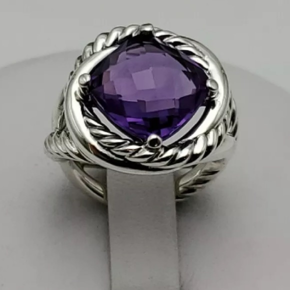 David Yurman Silver Ring with Purple Stone - Picture 7 of 7